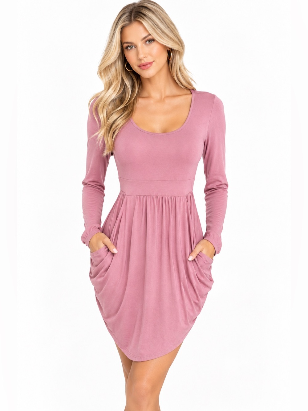 MAUVE POCKET DRESS